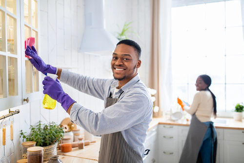 How do you clean kitchen cabinets without removing the finish